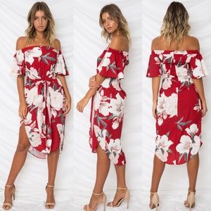 Women BOHO Floral Beach Dress NWOT
